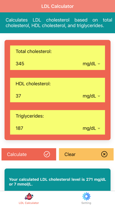 LDL Cholesterol Calculator Pro Screenshot