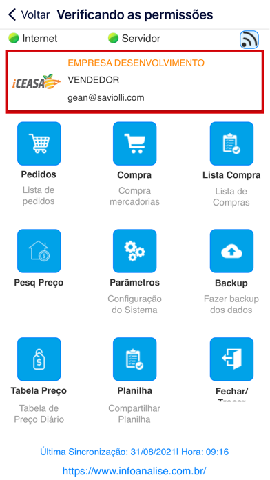 iCeasa Pedidos Screenshot