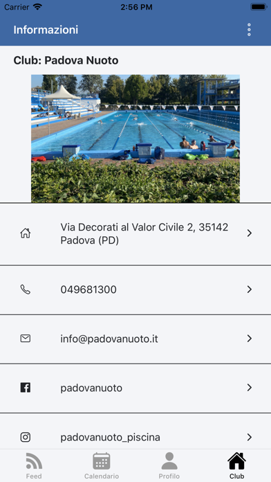 Padova nuoto Screenshot