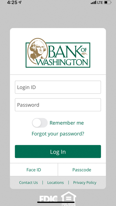 Bank of Washington Screenshot