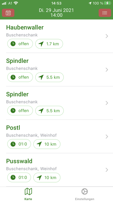 Buschenschank Kalender Screenshot