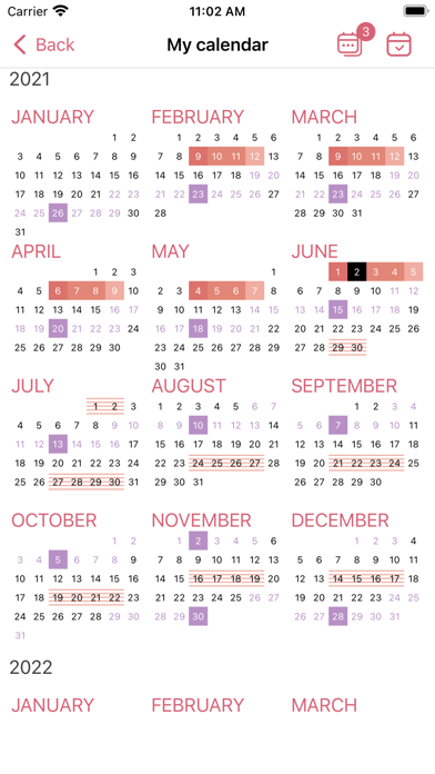 WomanLog Calendar Screenshot