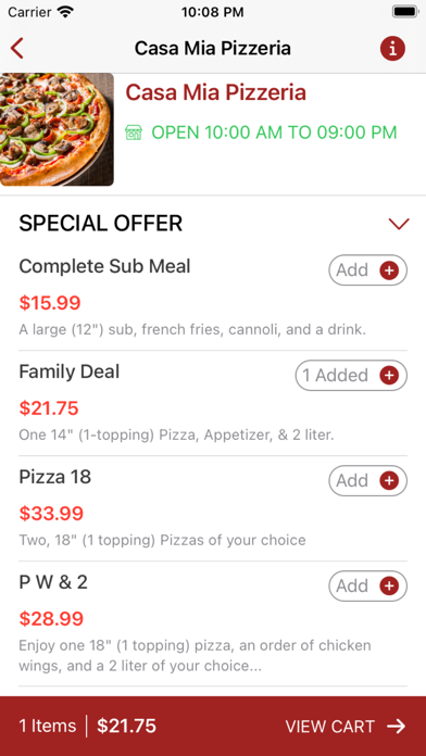 Casa Mia PIZZERIA Screenshot