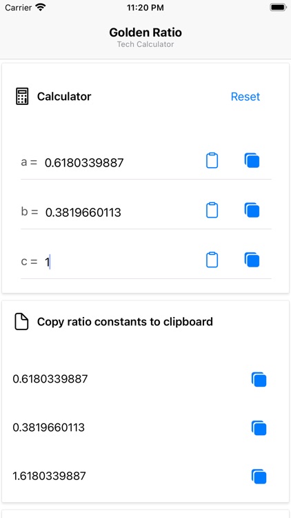 Golden Ratio Tech Calculator