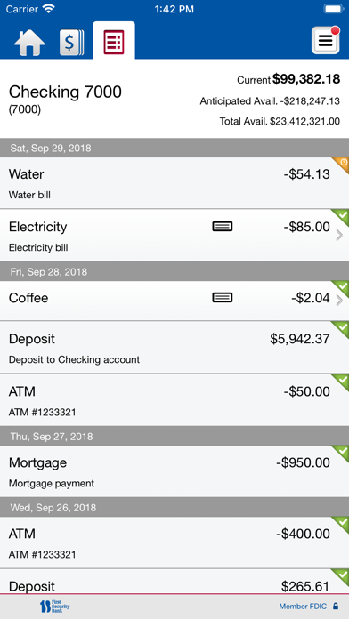 FIRST SECURITY BANK BUSINESS Screenshot