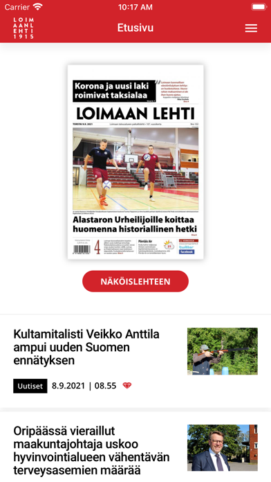 Loimaan Lehti -sovellus Screenshot