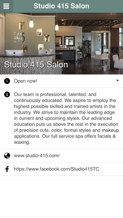 Studio 415 Salon app Screenshot