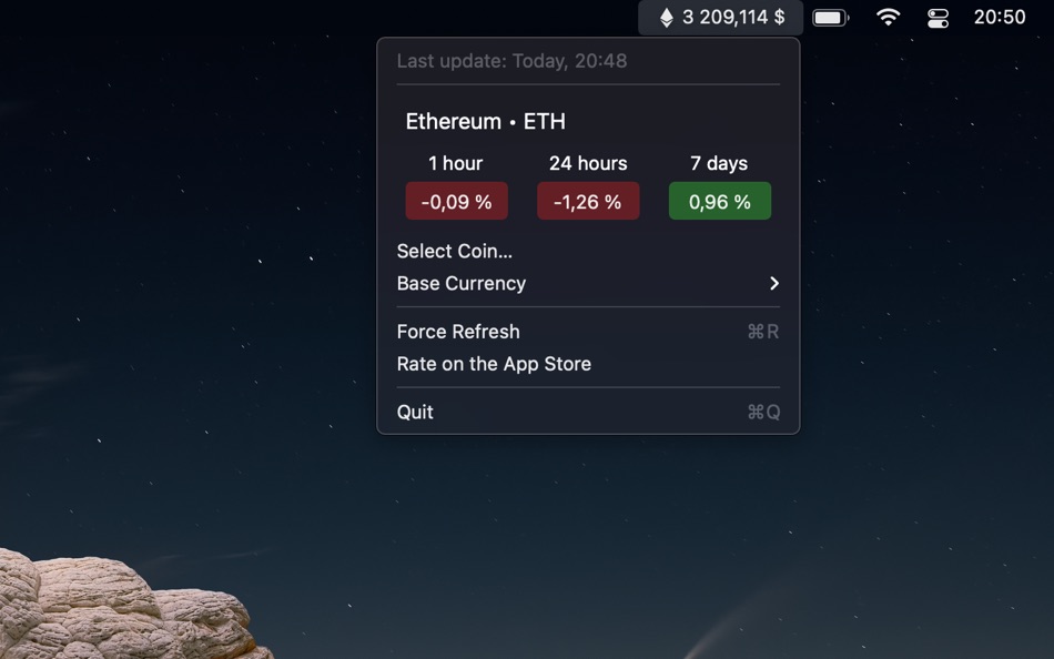 #1. CryptoTicker (macOS) Podle: Aleksandr Kundelev
