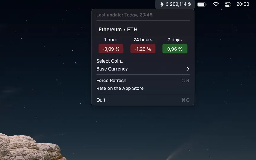 Скриншот CryptoTicker на iPhone 1