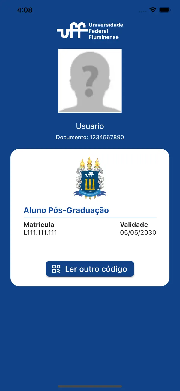 Screenshot #2 pour Validador Carteirinha UFF