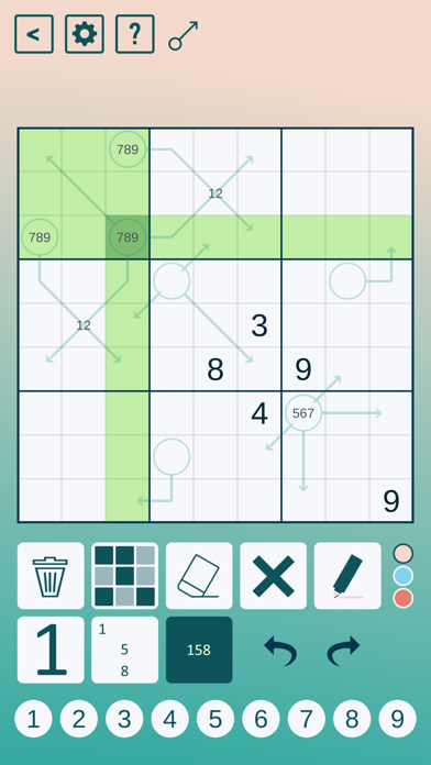 screenshot of Arrow Sudoku 3