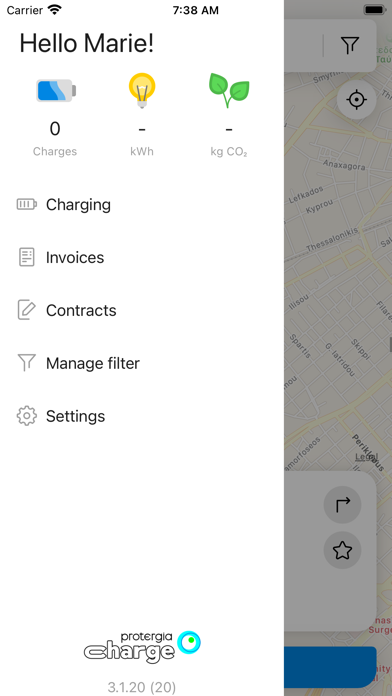 Protergia Charge App Screenshot