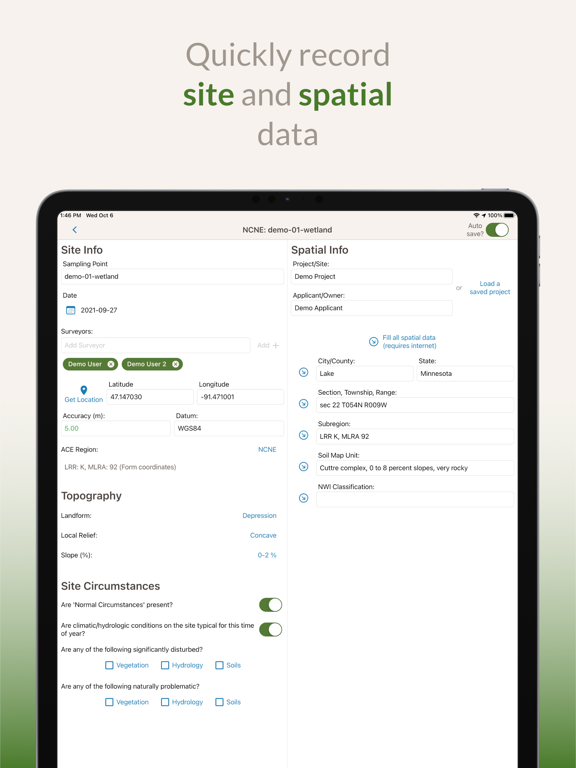 BioApp: Wetland Delineation iPad screenshot 1 - Business app