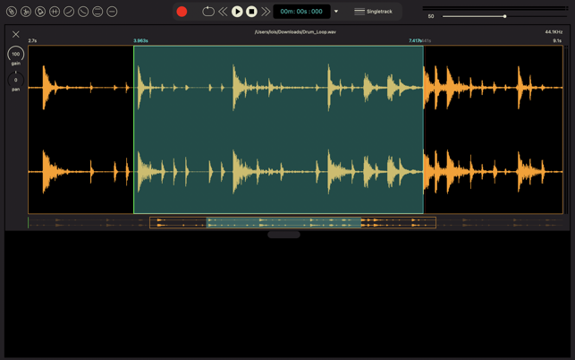 Tangkapan Layar Editor Audio Wavebox