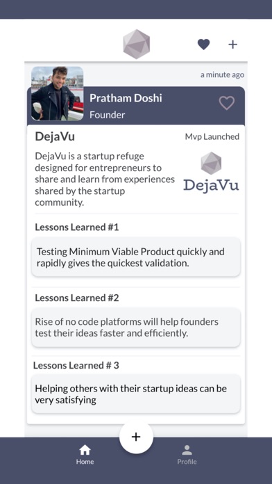 DejaVu: A Startup Refuge Screenshot