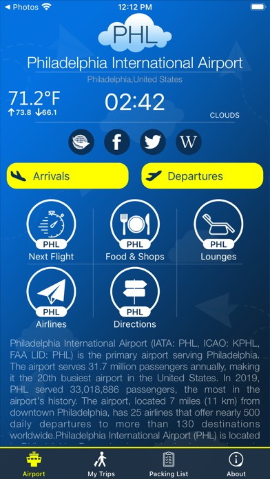 Philadelphia Airport + Radar Screenshot