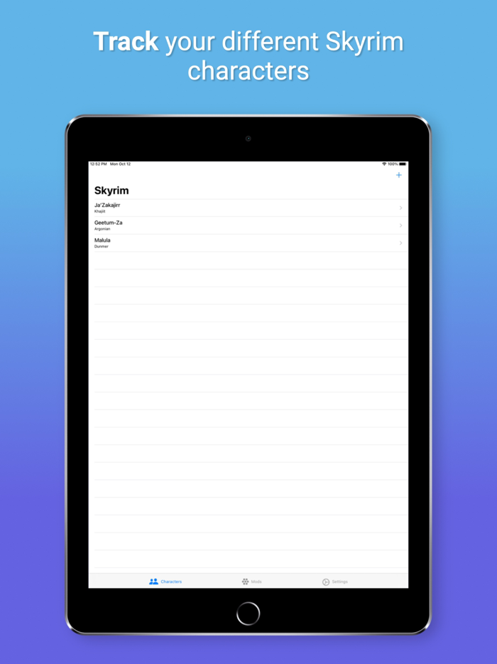 Character Tracker for Skyrim