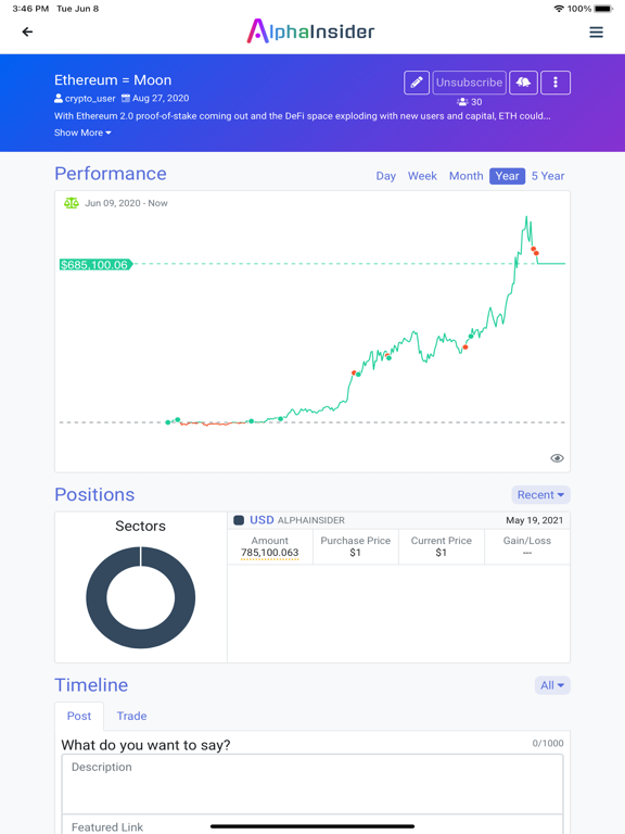 AlphaInsider iPad screenshot 2 - Finance app