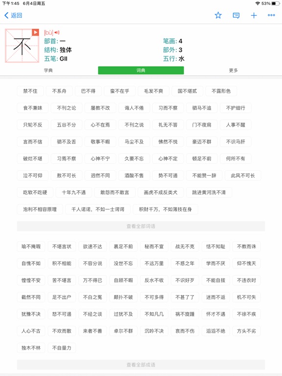 汉语字典和汉语成语词典专业版 iPad screenshot 4 - Education app
