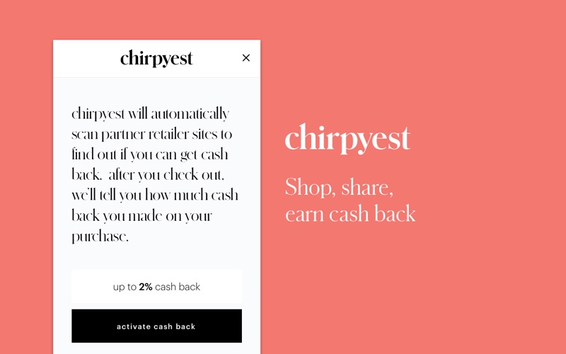 Chirpyest | Cash Back Shopping app screenshot