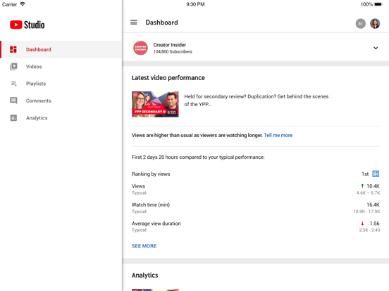 YouTube Studio Screenshots