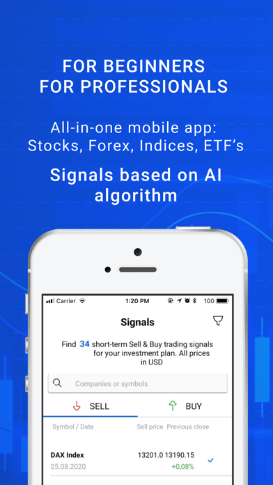 Stock market signals app Screenshot