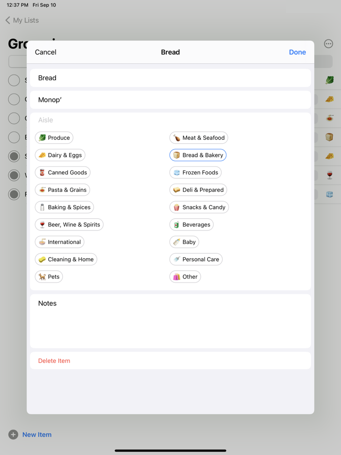 Pantry Share Grocery Lists