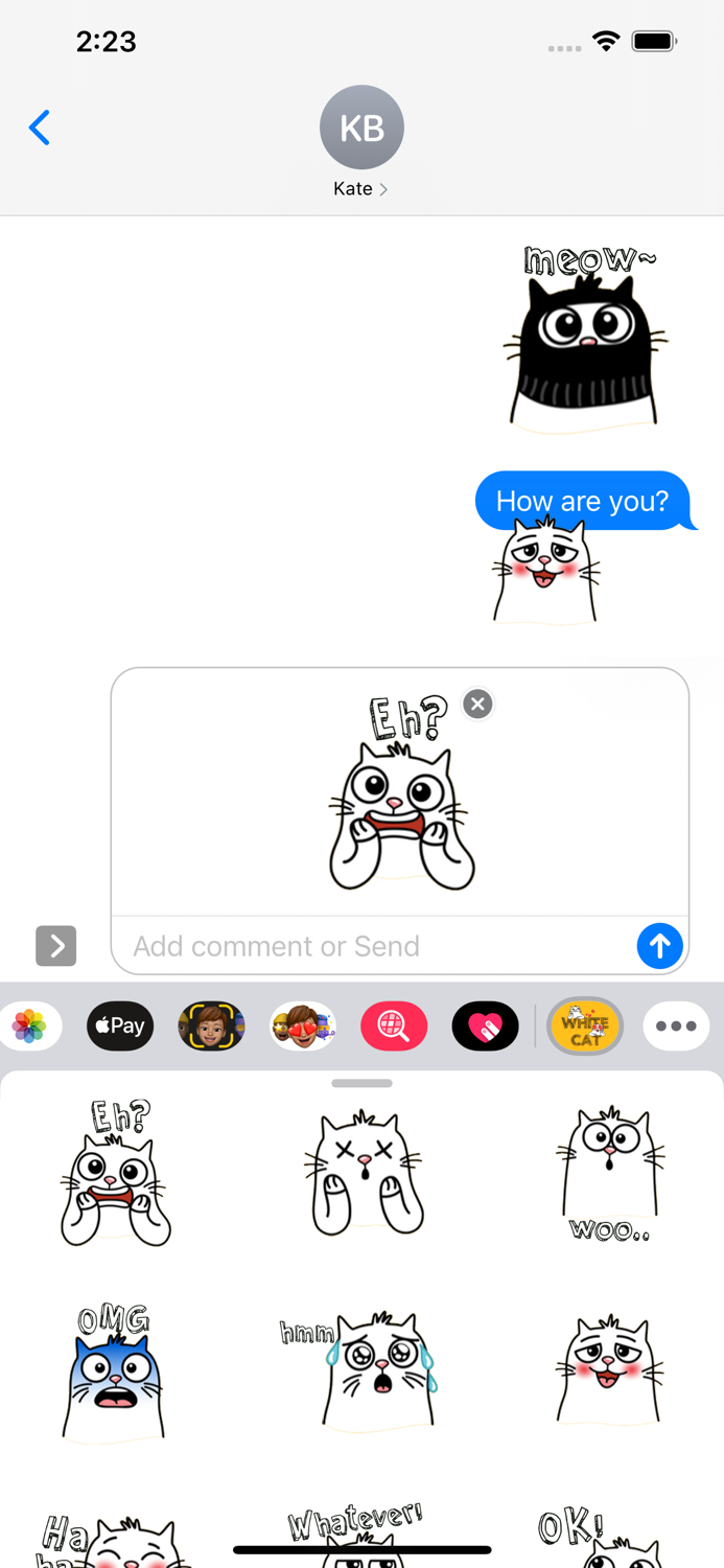 White Cat Emoji Stickers