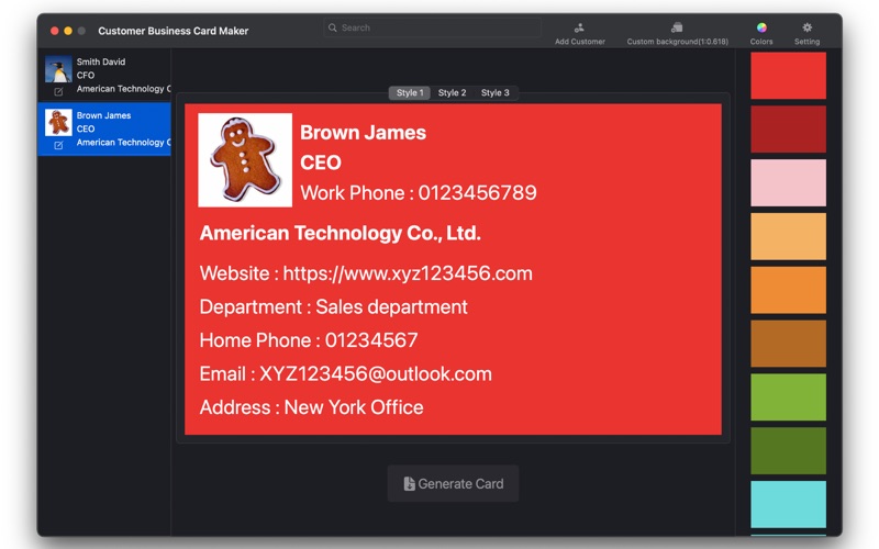 customer business card maker iphone screenshot 1