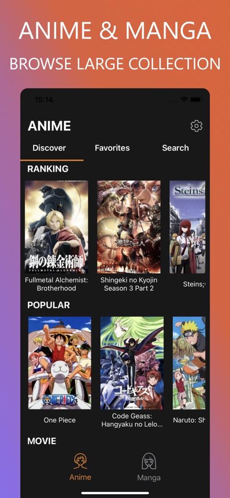 Anime TV ◆ Manga Reader - La aplicación presenta una amplia colección de anime organizada por categorías como "RANKING" y series populares como "One Piece", facilitando la navegación del usuario.