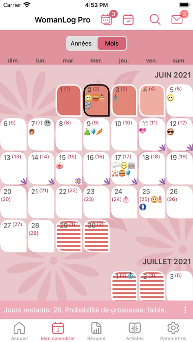 Screenshot #2 pour WomanLog Pro Calendrier