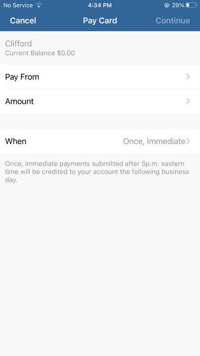 WAFCU Credit Card Mobile App Screenshot