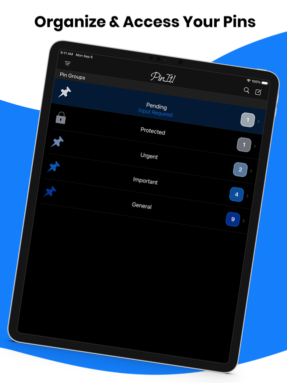 PinIt! All-In-One Organizer iPad screenshot 2 - Productivity app