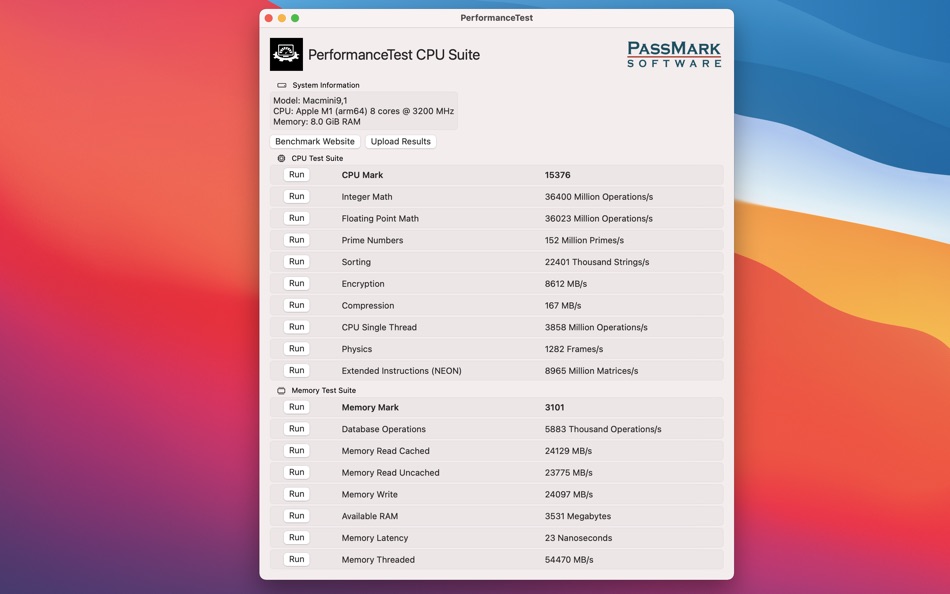 #3. PerformanceTest (macOS) Podle: PassMark Software Inc