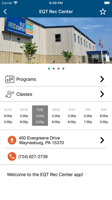 EQT REC Center Screenshot