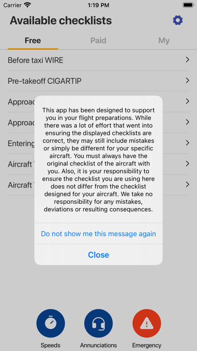 Pilot Checklists Screenshot