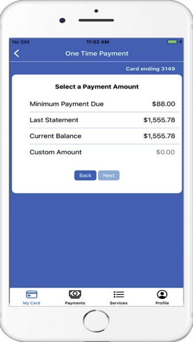 Pinnacle Credit Card Screenshot