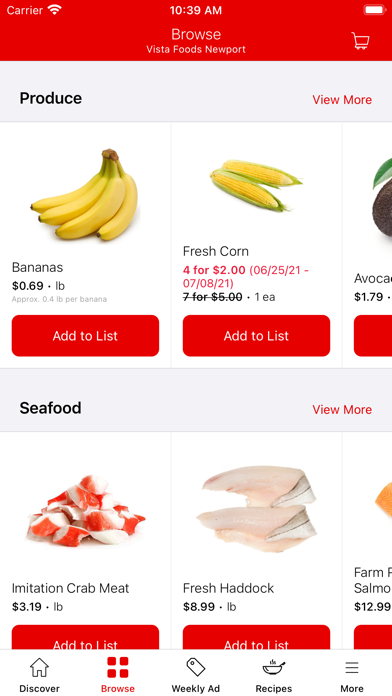 Vista Food Newport Screenshot