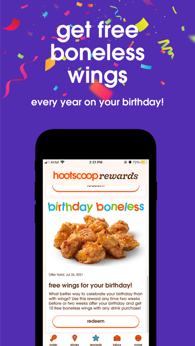 Hoots Wings Rewards & Ordering Screenshot