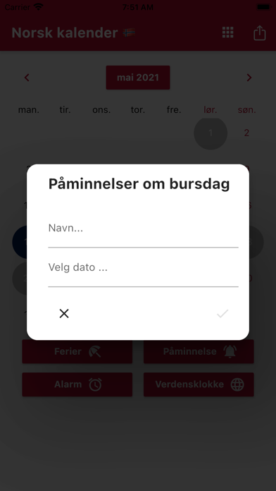 Norsk Kalender 2024 Screenshot