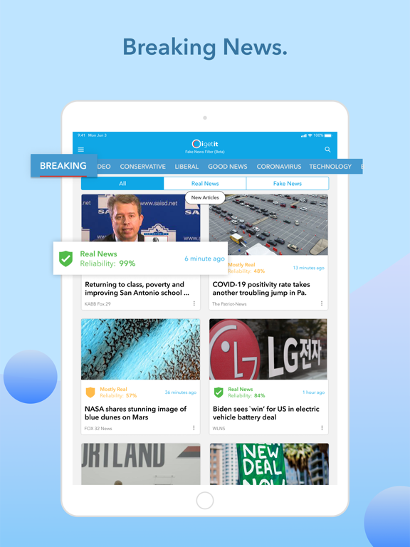 Oigetit Fake News Filter iPad screenshot 7 - News app