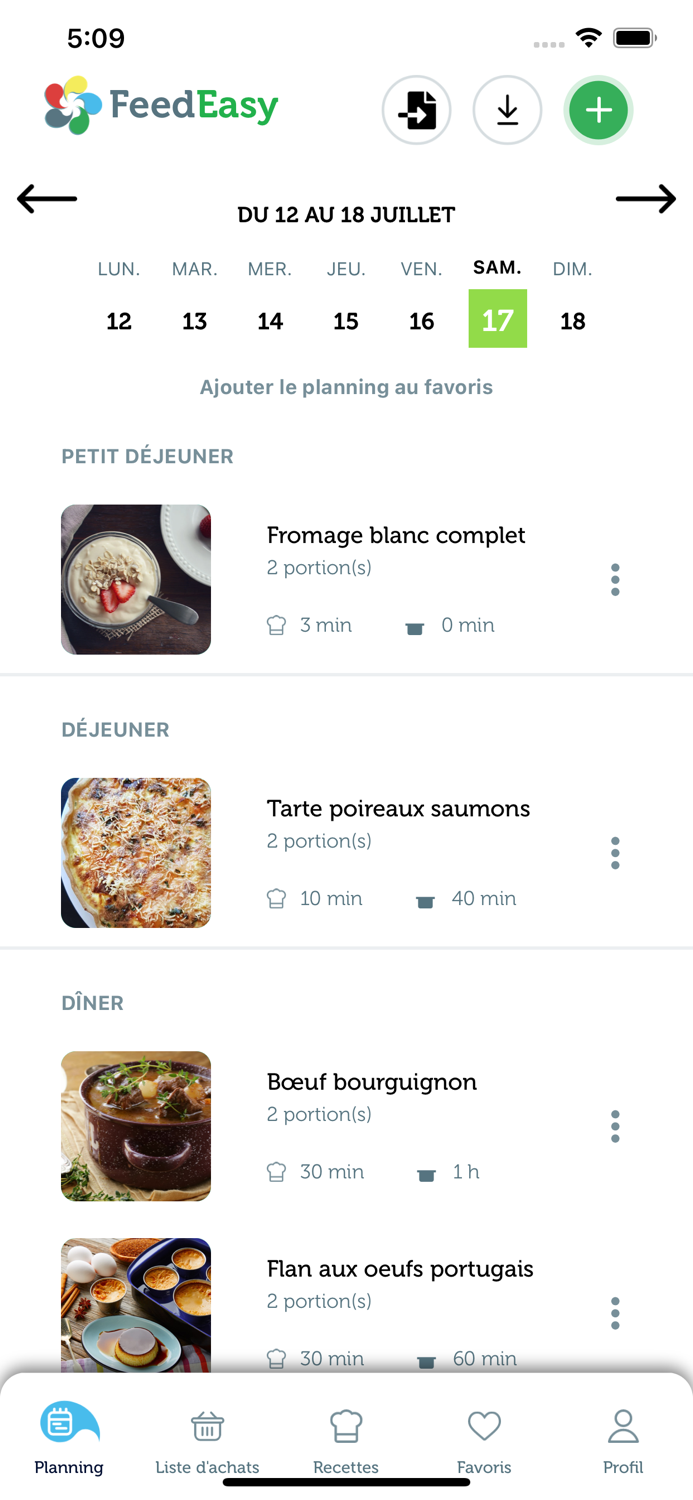 Feed Easy planifiez vos repas