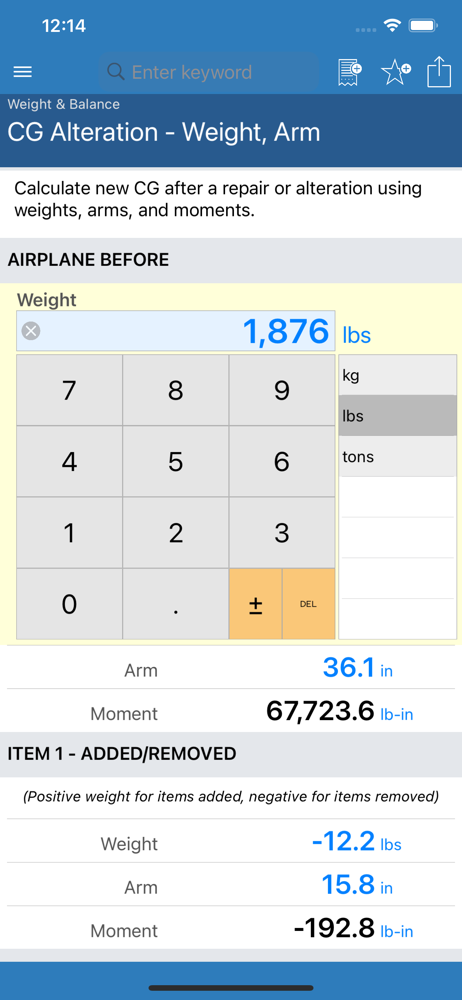 Pilot Calcs screenshot 2