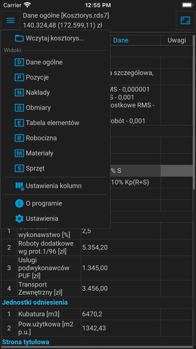 Rodos przeglądarka kosztorysów Screenshot