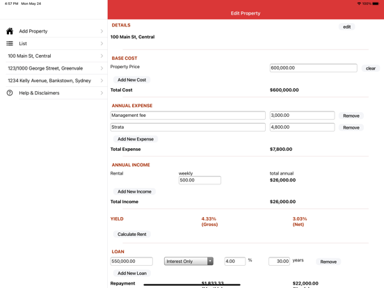 Screenshot #6 pour Property Yield Calculator 2.0