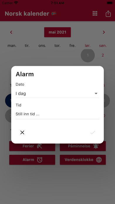 Norsk Kalender 2024 Screenshot