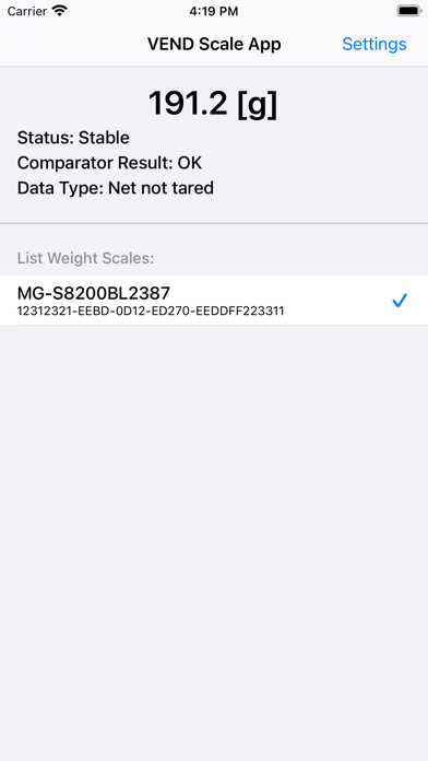 Weight Scale for VEND POS Screenshot
