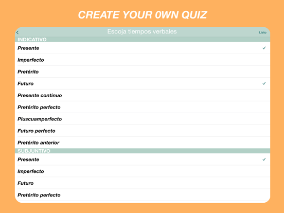 Spaanse Werkwoorden Quiz iPad app afbeelding 3