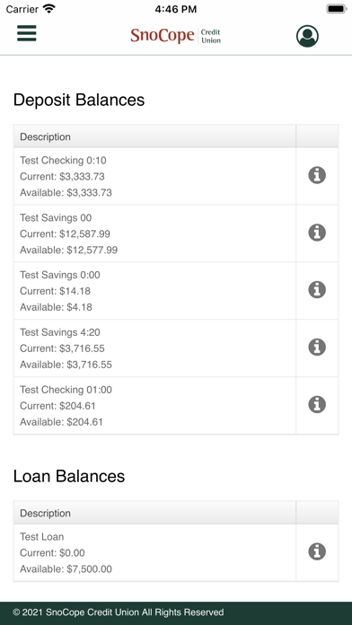 SnoCope Mobile Banking Screenshot