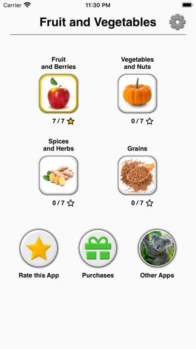 Fruit and Vegetables - Quiz Screenshot